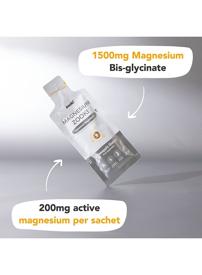 Zooki Liposomal Magnesium Bisglycinate 1500mg – Pineapple Flavor – High Absorption Liquid Sachets – Muscle, Sleep & Energy Support – 14 Sachets - Image 3